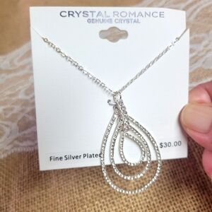 🛒🛍️💥NWT crystal romance genuine crystal fine silver plated 2 in rhines